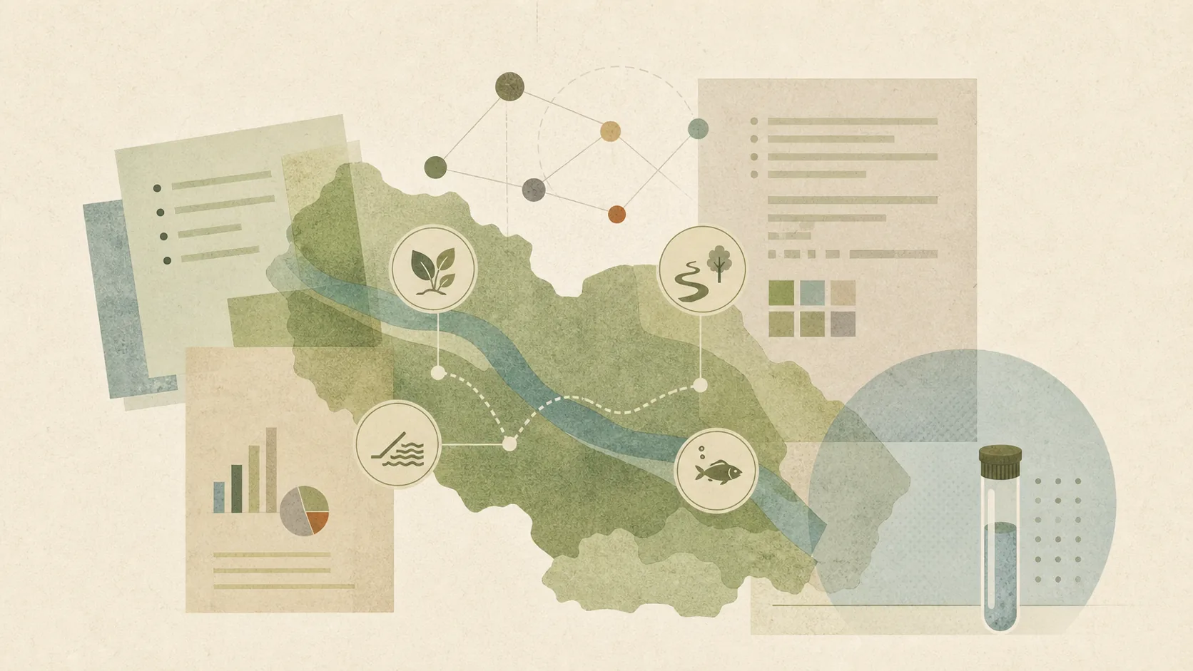 Frammento cartografico con segni ambientali e programma d'azione